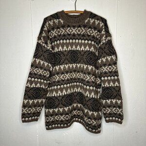 Vintage 90s Abercrombie & Fitch "The Big Sweater" Fair Isle Wool Pullover Size M